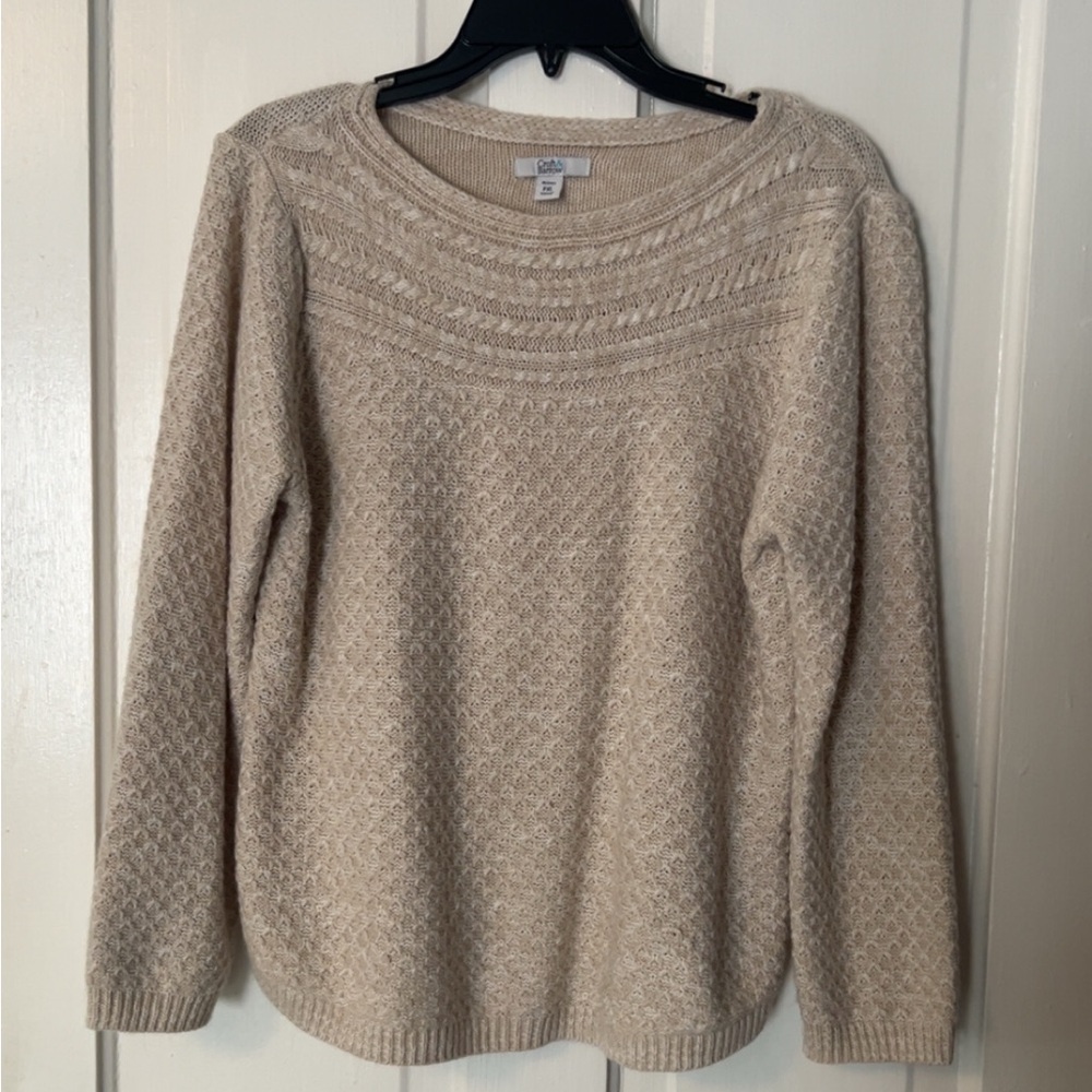 croft & barrow Beige Textured Crewneck Sweater